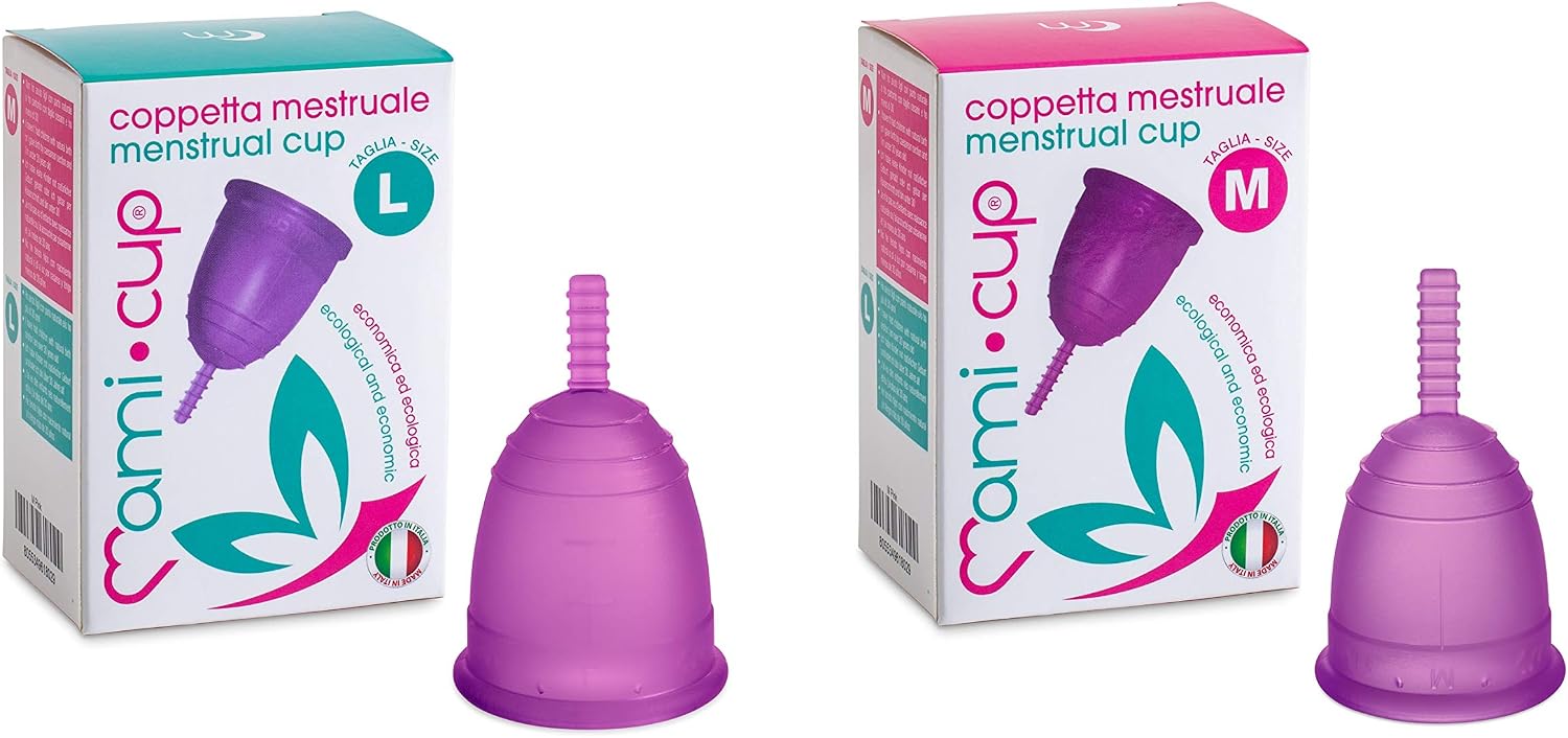 Kit Mamicup® Menstrual Cup M + L(Purple) Soft, Flexible, Reusable Medical-Grade Silicone- Most Comfortable Period Cup
