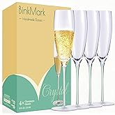 BinkMark Champagne Flutes Set of 4, 8 oz, Hand Blown Lead-Free Premium Crystal Champagne Glasses, mint green Thread with Stem,Thin Rim, -Daily Use,Unique Wedding Anniversary or Birthday Gift,Party