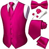 YOHOWA Formal Men Fuchsia Vest V-Neck Suit Vests