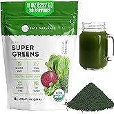 Kate Naturals Organic Super Greens Powder. Daily Greens Superfood Blend with Probiotics & Fiber for Smoothies and Juice (30 S