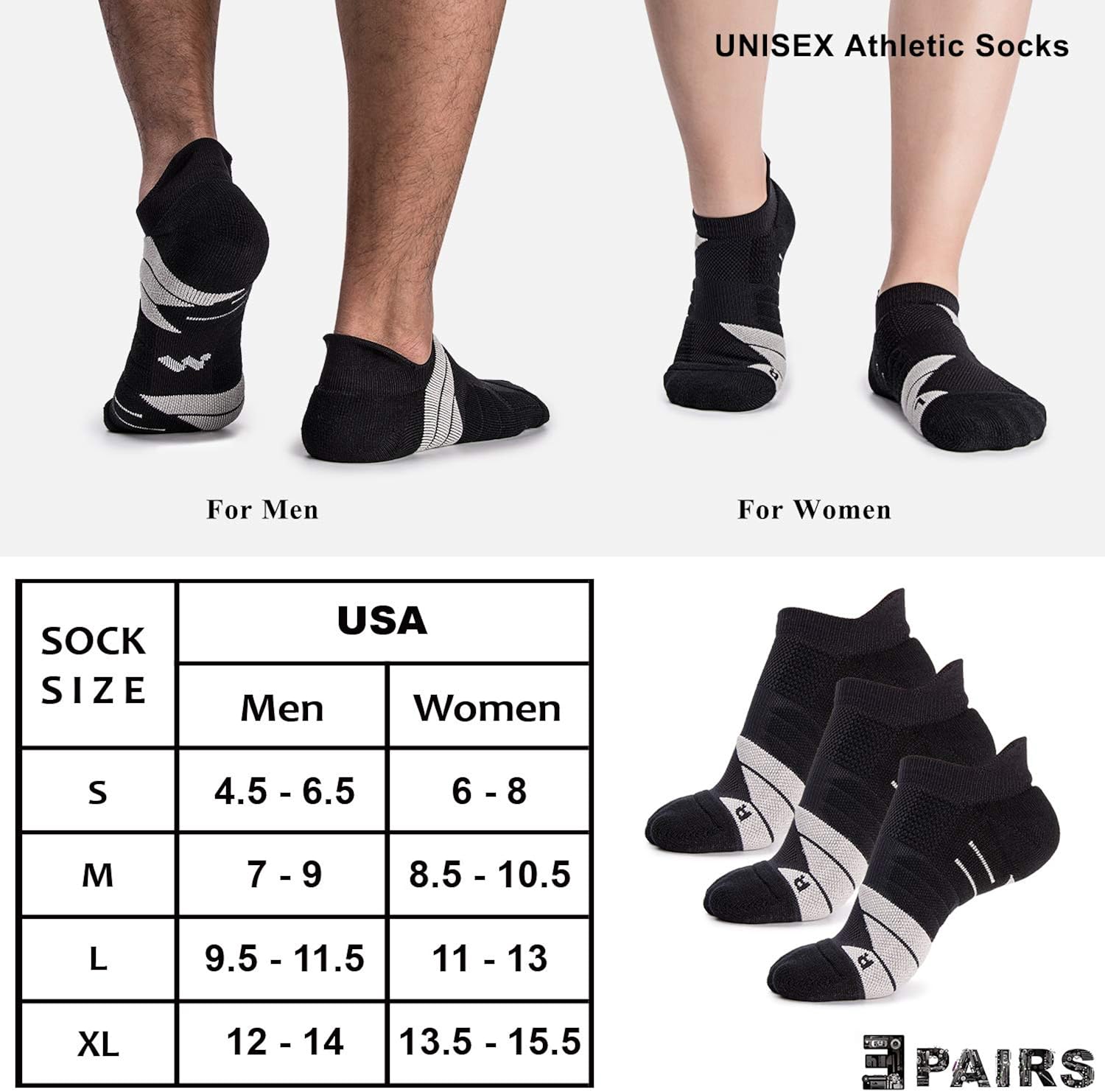 Compression Athletic No Show Running Socks with CoolMax Cushion for Men & Women …: Clothing