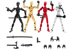 GmrvaMen 4PCS Robot Fidget Toys for Kids,Titan 13 Action Figures Set, Lucky Dummy T Nova N 13 Action Stick Figure Sensory Toys for Boys (Golden+Black+White+Red)