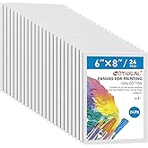 GOTIDEAL Canvases for Painting, 6x8 inch of 24, Professional Primed White Blank Flat Canvas Panels- 100% Cotton Artist Canvas Boards for Acrylics Painting, Oil Watercolor Tempera