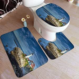 Lighthouse of The Beach Comfort Flannel - Alfombrillas para baño, juego