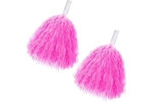 YAURE JOY 2 Pcs Cheerleading Pom Poms with Handle for Girl Team Spirit Sports Games Dance Outfit (Pink Matte)