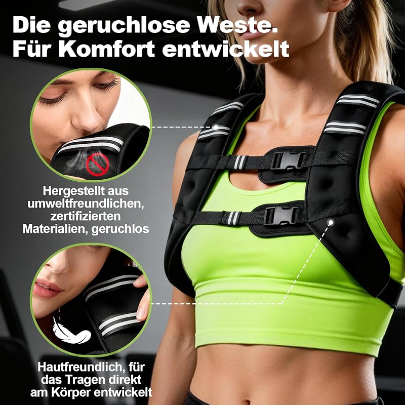 Weight Vest for Strength Training, Chest Size Adjustable, Practical Bag, Filled with Iron Sand, Ideal for Gym Workouts, Yoga Training and Aerobic Exercises (12lb/5.5kg)