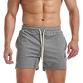 AIMPACT Mens Workout Sweat Shorts 5 Inch Cotton Casual Fitness Mens Athletic Gym Shorts with Pockets