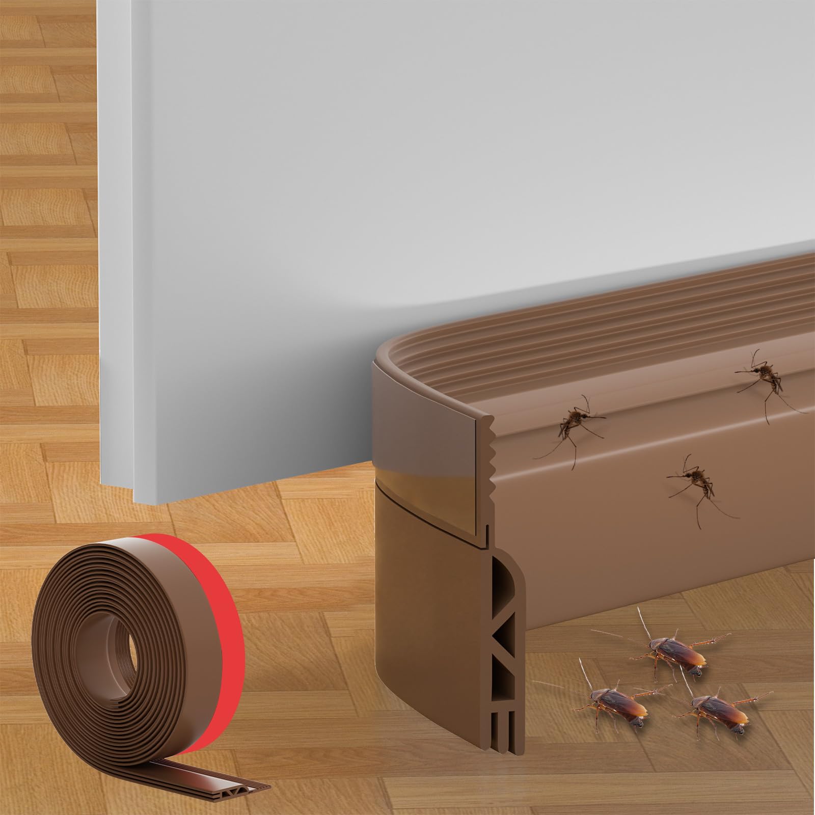 Photo 1 of 39inch Door Draft Stoppers, Door Sweep for Bottom of Door, Weather Stripping Door Seal, Under Door Noise Stopper Brown, 39inch