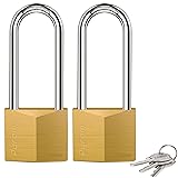 Puroma 2 Pack Keyed Padlock Waterproof Solid Brass