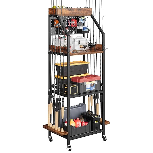 KITIVIALA FISHING ROD HOLDER FOR GARAGE WITH HOOKS...
