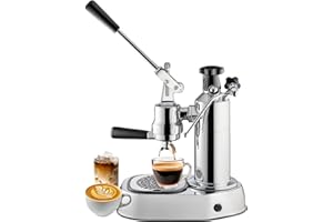 La Pavoni Lever Espresso Machine Europiccola Special Edition with Gauge - Black -Manual Piston Operated Espresso Maker for One or Two Cups - 27oz Boiler, 120V/1000W, Thermostat & Overheat Reset