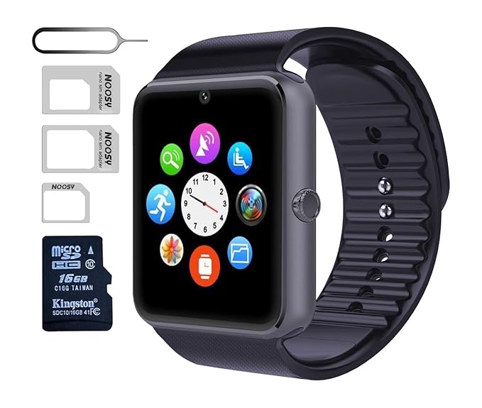 eMARS smart1899 Smart Watch GT08 Bluetooth with 16 GB SD Card and Sim Card Slot for Android Samsung S5 S6 Note 4 5 HTC, Sony, LG and iPhone 5/5S/6/6 ...