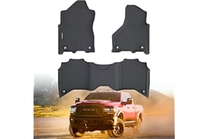 All Weather Car Floor Mats for 2019-2023 2024 Ram 2500/3500 Crew-Cab (1st Row Bucket or Bench Seats), TPE Rubber Floor Liners