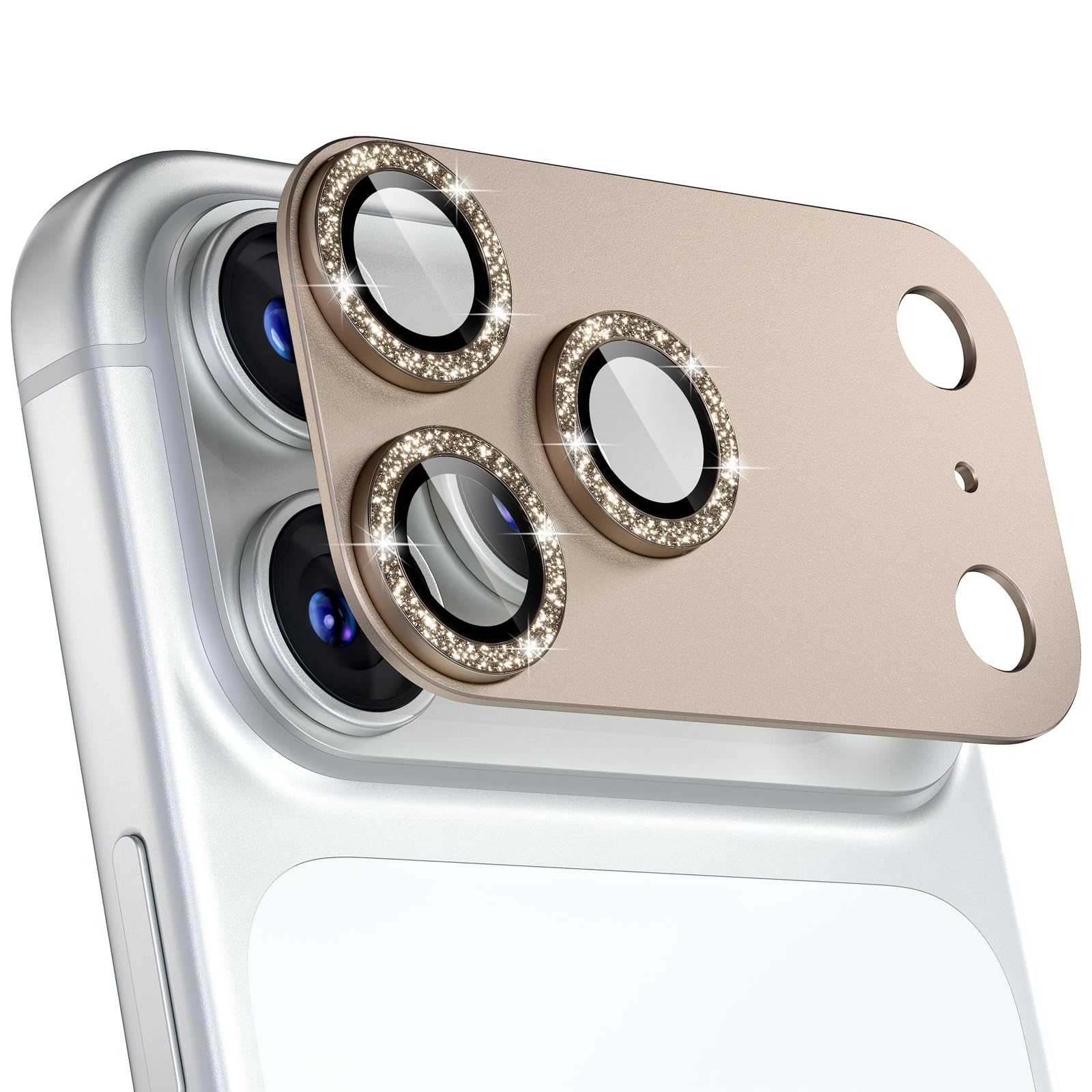 beuxece Compatible for iPhone 17 Pro Max Camera Lens Protector, Matte Metal Tempered Glass Rear Camera Screen Cover Accessories [Military Grade Shatterproof] [Strong Adsorption] - Glitter Gray