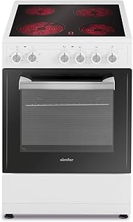 Simfer SMF-FS 4227 Standherd mit Cerankochfeld | 50 cm | 48 Liter | Elektroherd | 4 Hilight-Zonen | 4 Funktionen | Grillfunktion | Geschirrfach mit Deckel | Zweifach verglaste Backofentür