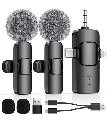 3 In 1 Wireless Lavalier Microphones For Iphone Android Camera