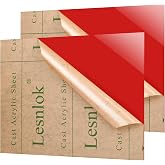 Lesnlok 12 x 16 Red Acrylic Sheets 1/8 inch Thick 3mm 2 Pieces Cast Plexiglass Sheets,for Laser Cutting,Painting, Handicrafts, DIY Display Projects (2, red, 12 x 16 x 1/8)