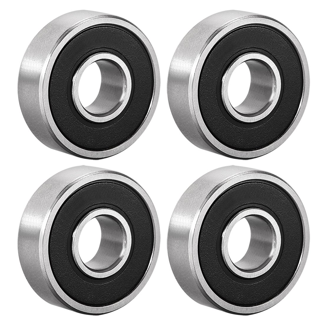 sourcing map 607-2RS Deep Groove Ball Bearing Double Sealed 180017 7mm x 19mm x 6mm High Carbon Steel Z1 Bearings (Pack of 4)