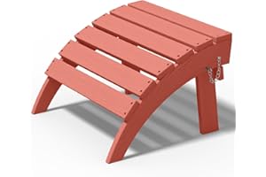 PLUUV Folding Adirondack Ottoman Footrest, HDPE Plastic Outdoor Footstool Without Assembly, All Weather Ottoman for Adirondack Chair, Wide Use in Poolside, Patio, Lawn, Garden, Backyard Deck, Fire Pit