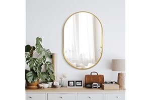 DELMA Bathroom Mirror for Wall, 30''x20'', Gold Oval Mirror for Bedroom Entryway Bathroom, Metal Framed Vanity Mirror(30''x20'',Gold)