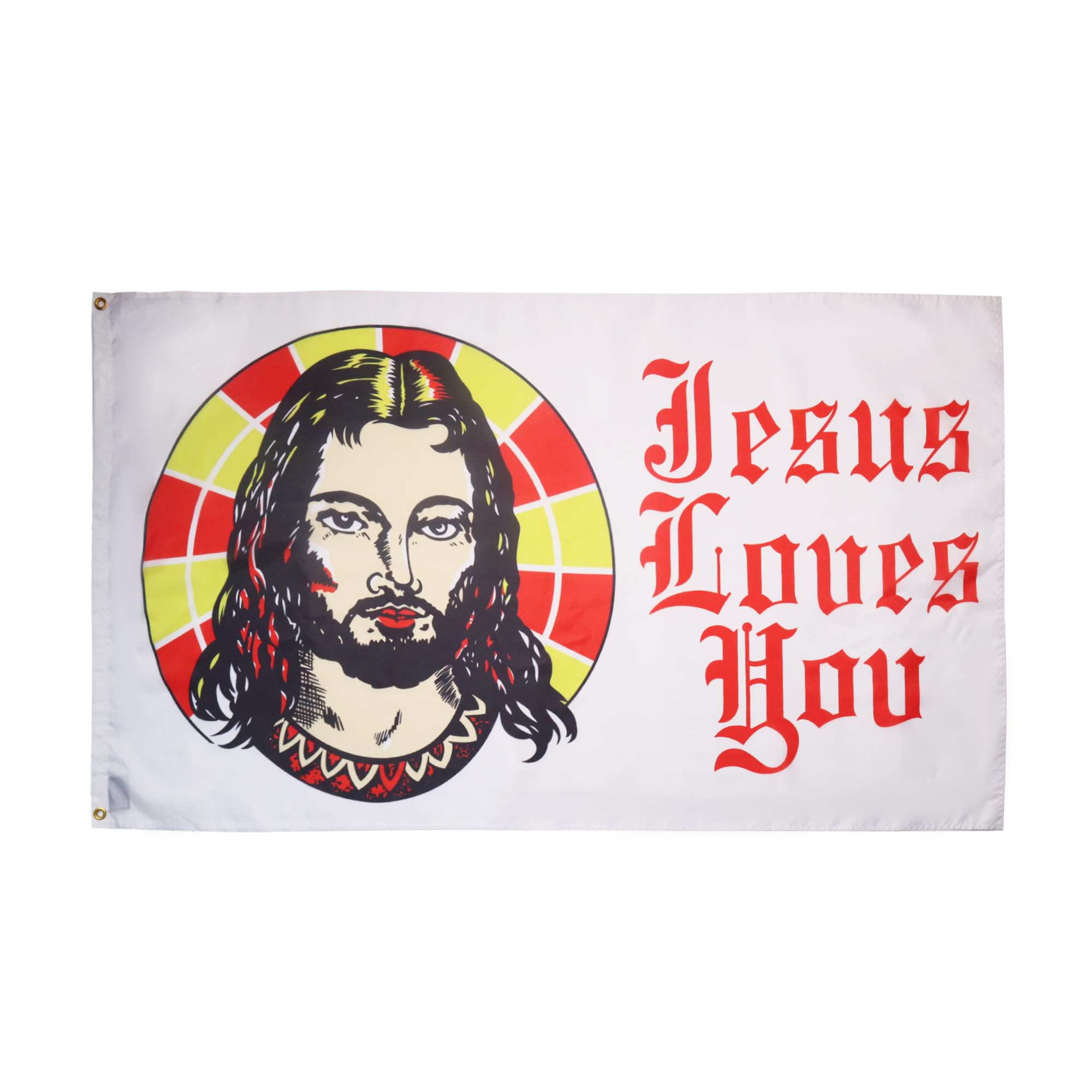 AZ FLAG - Jesus Loves You Flag - 2x3 Ft - 100D Polyester Christian Banner with Two Metal Grommets - Fade Resistant - Vivid Colors - 2' x 3' Feet - 90x60 Cm