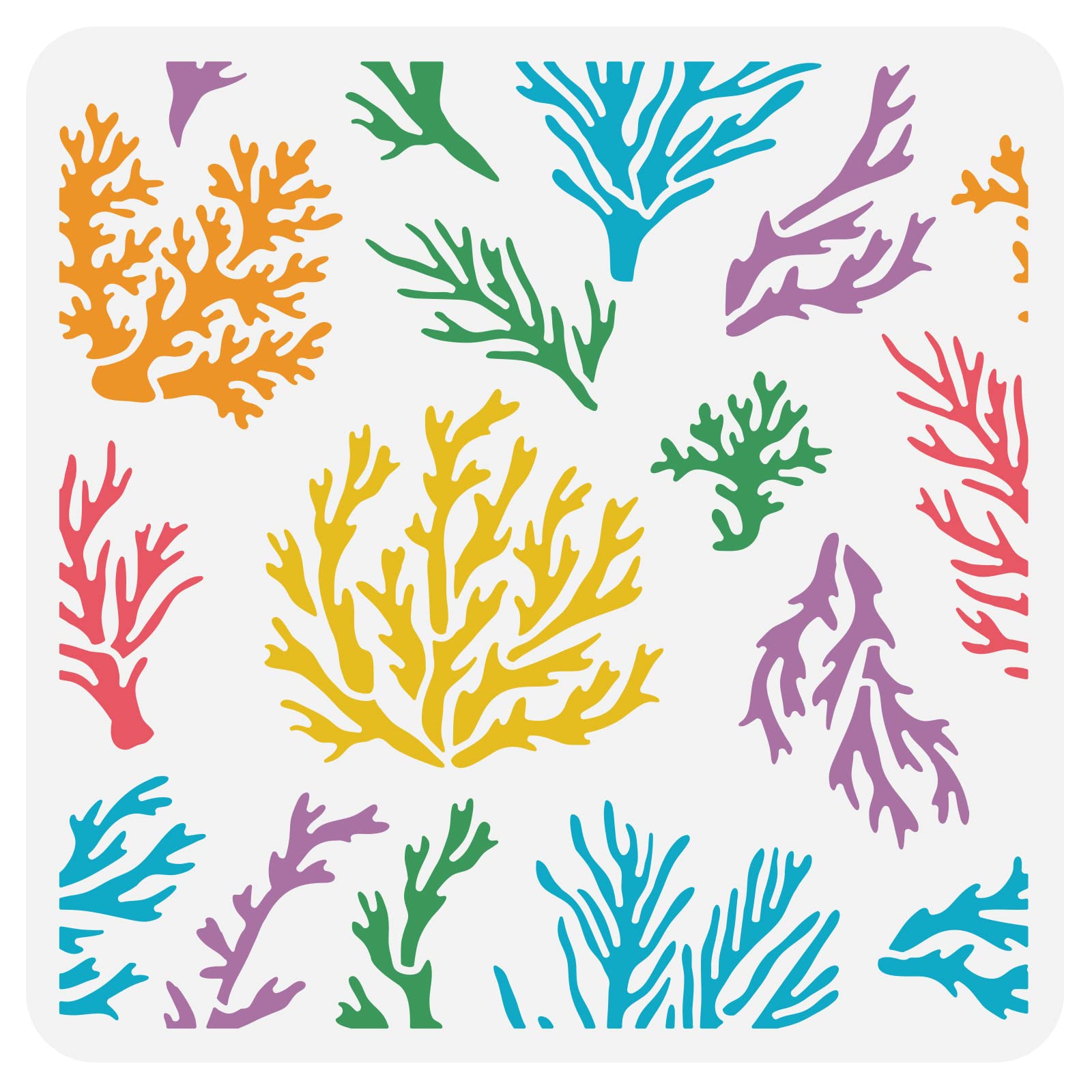 BENECREAT Coral Stencil, 30x30cm Reusable Plastic Stencils Marine Plant Pattern Painting Template for Journaling Room Decor DIY Craft Project