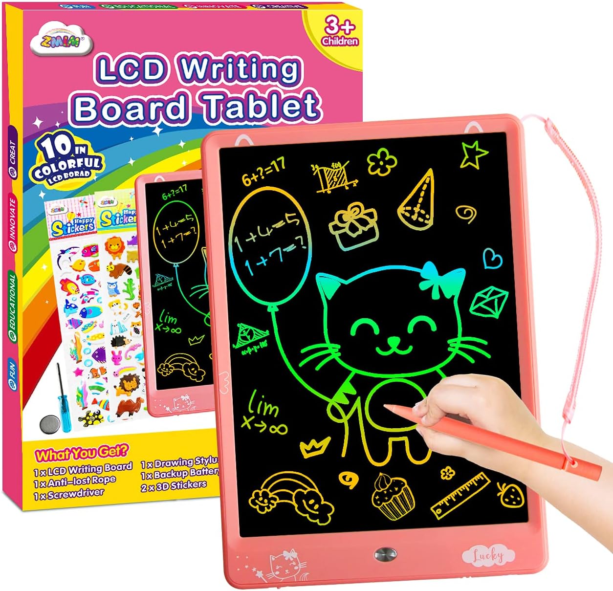 ZMLM LCD Writing Tablet for Toddler: 10 Inch Erasable Drawing Doodle Screen Board Kid Digital Learning Sketch Art Scribbler Color Pad Preschool Educational Toy for Girl 3-8 Year Old Birthday Game Gift: Toys & Games