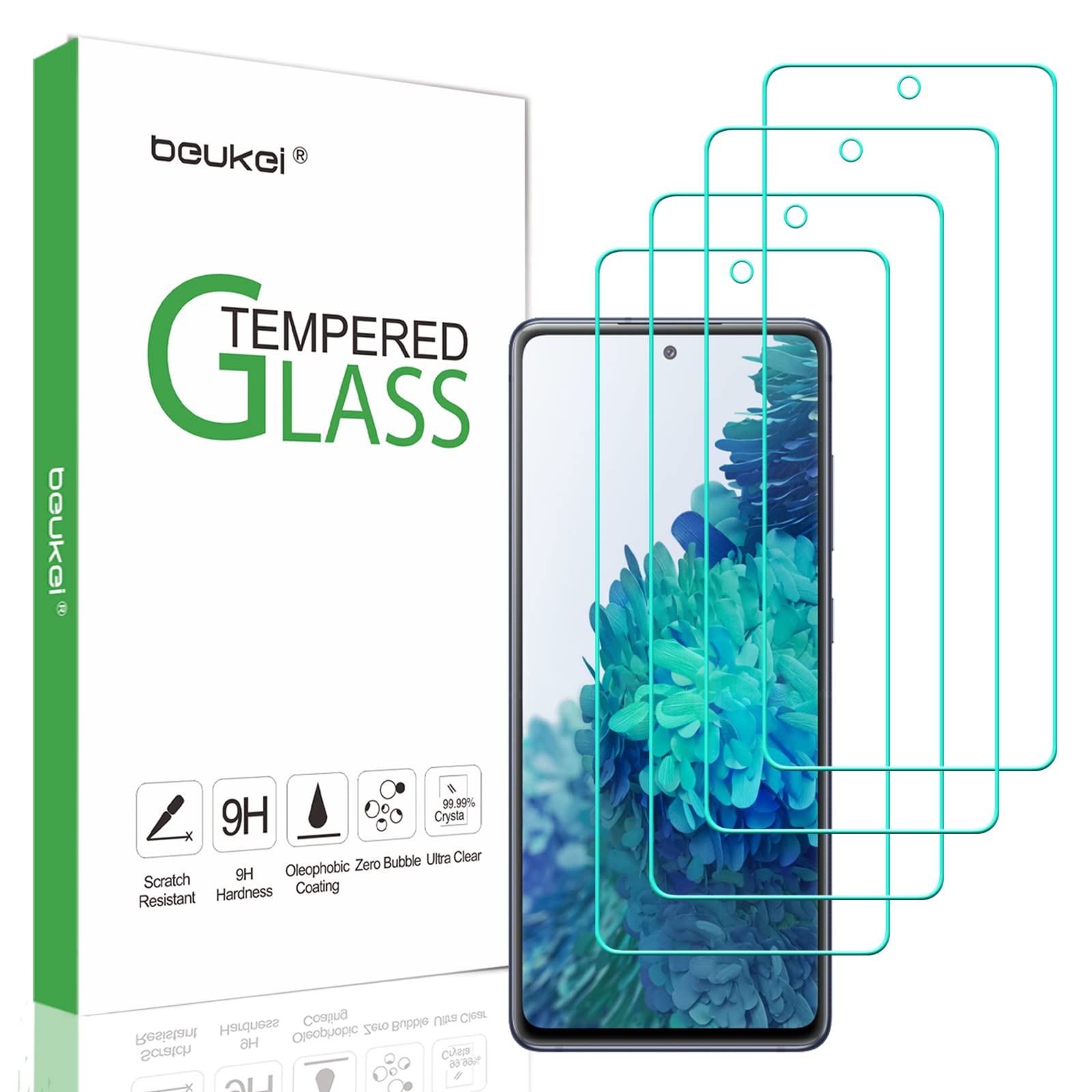 Photo 1 of beukei (4 Pack) Compatible for Samsung Galaxy S20 FE 5G / Galaxy S20 FE 5G UW [ Not Fit S20/S21FE/S21] Screen Protector Tempered Glass,Touch Sensitive,Case Friendly, 9H Hardness