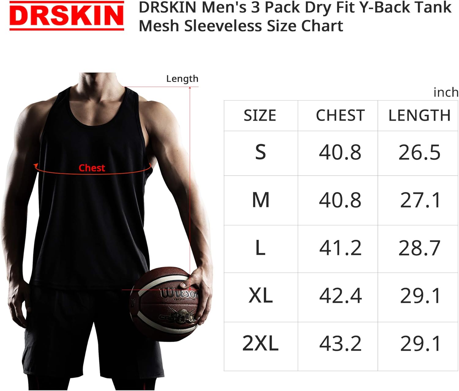 DRSKIN Men's 3 Pack Dry Fit Y-Back Muscle Tank Tops Mesh Sleeveless Gym Bodybuilding Training Athletic Workout Cool Shirts: Clothing