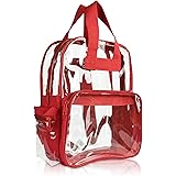 DALIX Clear Backpack Bags Smooth Plastic in Red