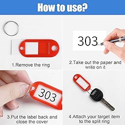 STEFORD Key Tags with Labels, 50 PCS Plastic Key