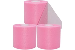 ADMITRY Pre Wrap Tape Athletic,3 Rolls X 22 Yards Pink Prewrap Headbands for Hair,Foam Underwrap Sports Wrap (66 Yards)