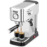Pokk Espresso Machine, 20 Bar Professional Espresso Maker, Milk Frother Steam Wand for Latte and Cappuccino, Compact Stainles