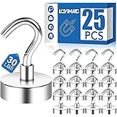 LOVIMAG Strong Magnetic Hooks, 30lbs Magnetic Hooks for Cruise Cabins, Magnet Hooks for Cruise Ship Essentials, Rare Earth Magnets with Hooks for Refrigerator,Hanging,Classroom,Kitchen,Ceiling-25 Pack