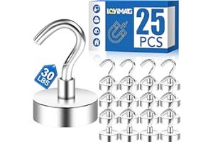 LOVIMAG Strong Magnetic Hooks, 30lbs Magnetic Hooks for Cruise Cabins, Magnet Hooks for Cruise Ship Essentials, Rare Earth Magnets with Hooks for Refrigerator,Hanging,Classroom,Kitchen,Ceiling-25 Pack