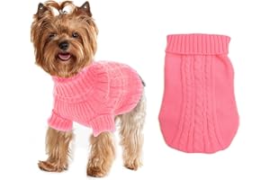 JUOMIIEL Dog Sweaters for Small Dogs Girl Boy, XS Yorkie Sweaters XXS Puppy Doggie Sweater Winter Warm Dog Turtleneck Knitwear Pullover for Chihuahua Fall Winter Cold Weather (XXS(only for Small Dogs), Pink)