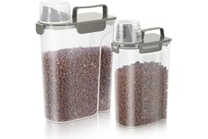 LEAWALK 8-12 LBS Cat Dog Storage Container Upgraded Large Nozzle, BPA-Free for all Kinds of Pet Food, Grains, Rice, Oatmeal,Bbird Seeds, Flour, Dried Fruits, Easy to Carry and Clean-2 Pack Olive