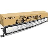 RIGIDON 32 Inch 405W Curved LED Light Bar, Triple Row Spot Flood Work Light | IP67 Waterproof, 12V/24V, 40500LM, Driving Off Road Lamp for Truck/4X4/SUV/ATV/UTV/Boat/Pickup/Car Roof Luggage Rack, Bumper