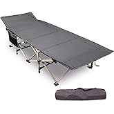 REDCAMP Folding Camping Cots for Adults Heavy Duty, 28" Wide Sturdy Portable Sleeping Cot for Camp Office Use, Gray 500lbs
