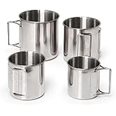 KOKKOYA Stainless Steel Camping Cups Mug Small Backpacking Bush Pot Set | Camp stove pot for cooking boil water, survival hiking cup, metal camping cup, lightweight backpacking cookset