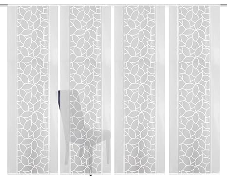 Home Fashion 94634-101 | 4er-Set SCHIEBEGARDINEN | Jacquard, Farbe: weiß, Maße: 4x 245x57 cm