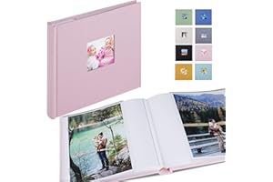1DOT2 Small Photo Album 5x7 Hold 50 Vertical Photos with Memo Slip-in Pockets, Mini Linen Cover 5x7 Photo Albums with Writing Space for Wedding Baby Family Picture Book Pink