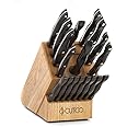 CUTCO Model 2018 Homemaker+8 Set Includes (8) #1759 Table Knives, (10) Kitchen Knives & Forks, 1748 Honey Oak knife block, 82 Sharpener, and #125 Medium Poly Prep cutting board