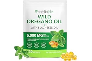 MXCZBSM Oregano Oil Capsules, Oregano Oil Supplement Capsules, 2 in 1 6000mg Oil of Oregano with Black Seed Oil, Immune, Digestive Support & Antioxidant, Non-GMO, Gluten Free