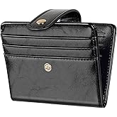 Simikol Small Wallets for Women Slim Minimalist for Bifold Credit Card Holder for Pocket or Purse, Black