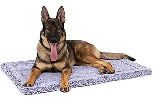 PELZIN Stoutwool Indestructible Dog Bed - Fluffy Chew Proof Dog Crate Pad - Tough Kennel Pad for Aggressive Chewers - Ideal for Extra Large Breeds & Fits 48-Inch Crate - 47"x29", Jacaranda