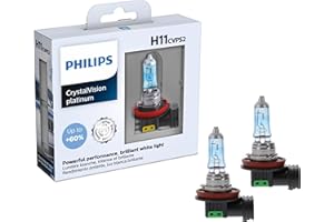 Philips Automotive Lighting H11 CrystalVision Platinum Superior Upgrade Bright White Automotive Replacement Headlight Bulb, for High Beam, Low Beam, and Fog Positions (Pack of 2)
