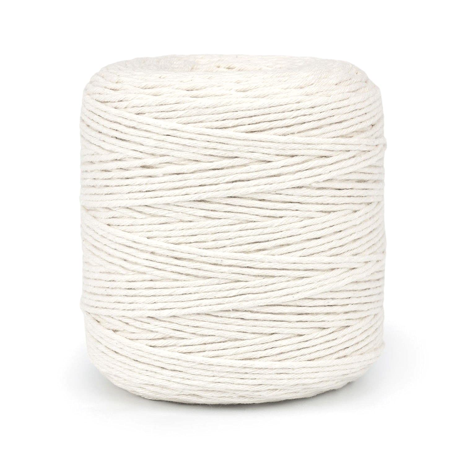 Premium Undyed Macrame Cord, 200 m / 656 ft of 3 mm Thick Natural Cotton Thread Yarn Macrame Rope for Wall Hangings, Plant Hangers, DIY Crafts, Home Decorations, Gift Wrapping (Reel) — image 1