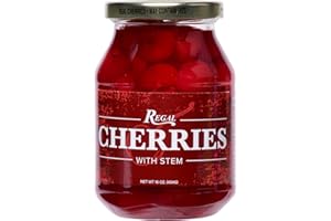 FOXCUP Regal 16 oz. Red Maraschino Cherries with Stems