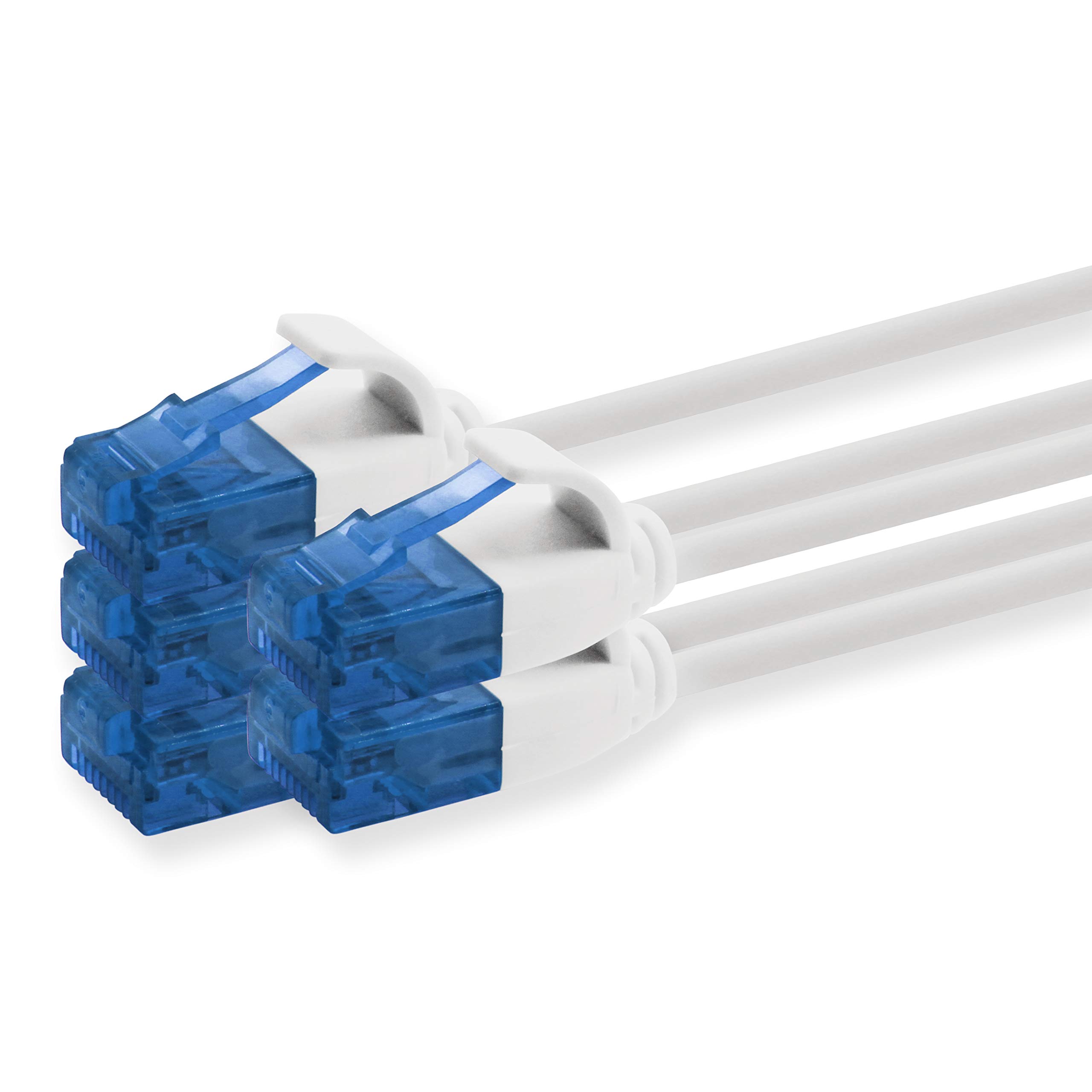 1aTTack.de 659947 Cat6 Cat.6 cable Cat network cable 5m - patch cable slim cable (small diameter - very flexible) 1000 Mbit/s - 5 pieces - white